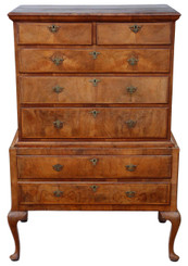 Antique Georgian walnut tallboy chest on stand of drawers
