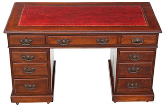 Antique walnut twin pedestal desk or writing table C1920