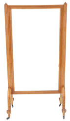 Antique large 19C Victorian maple and amboyna inlaid cheval mirror
