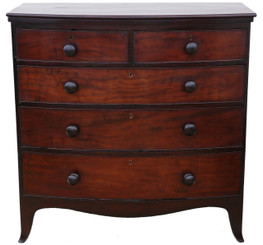 Antique quality Georgian Regency bow front mahogany chest of drawers
