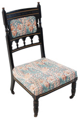 Antique 19C Victorian Aesthetic ebonised nursing parlour chair 