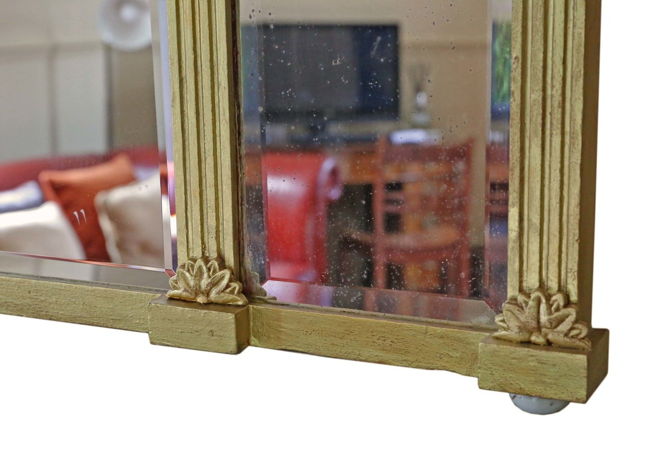 Antique Large Edwardian 3 Panel Wall Mirror Overmantle Prior Willis Antiques