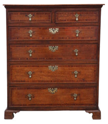 Antique Georgian oak with mahogany crossbanding chest of drawers