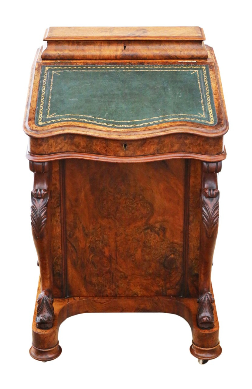 Antique Quality Victorian C1870 Burr Walnut Davenport Writing