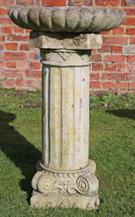 Large weathered patinated antique style bird bath cast stone