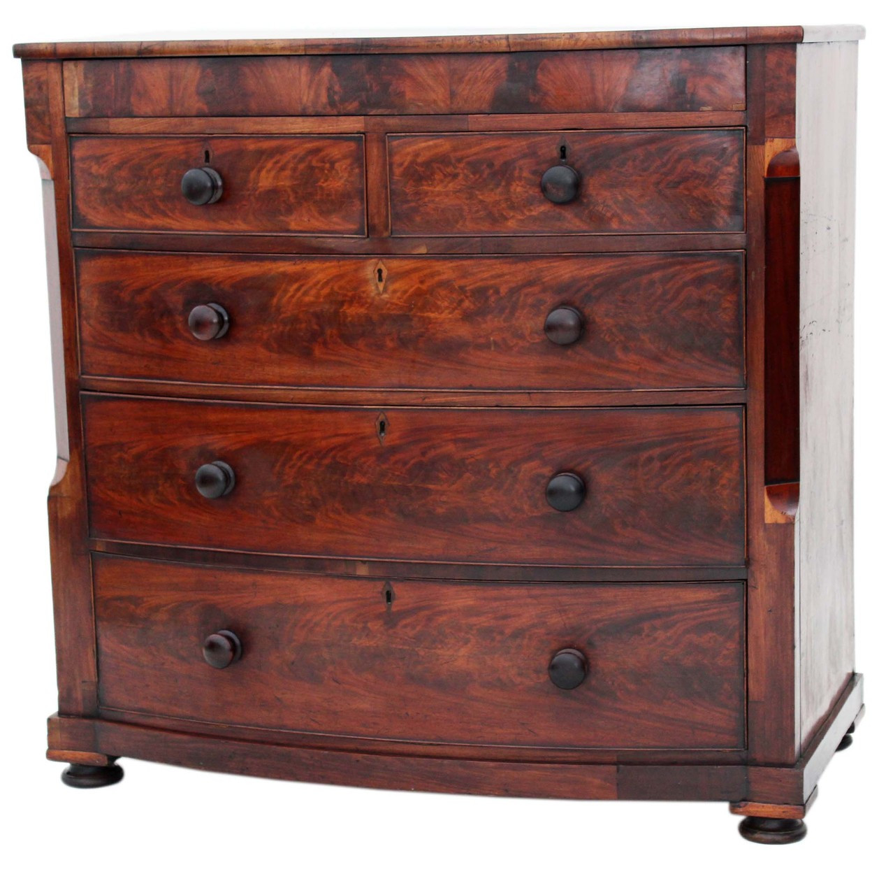 Antique 19c Victorian Bow Front Mahogany Chest Of Drawers Prior