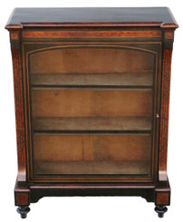 Antique fine quality amboyna and ebonised pier display cabinet C1880