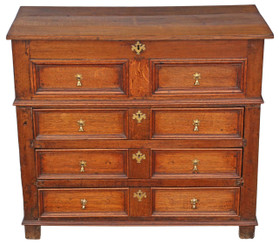 Antique Georgian 18th Century & later oak coffer and chest of drawers