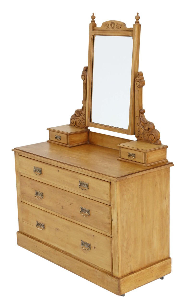 Antique Late Victorian C1880 Stripped Pine Dressing Table Prior