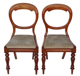 Antique quality pair of Victorian C1880 mahogany balloon back dining chairs