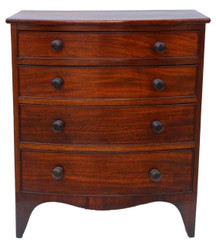 Antique quality small Georgian C1810 mahogany bow front chest of drawers