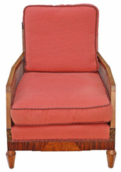 Antique quality Art Deco C1920-30 burr walnut & Rosewood Bergere armchair