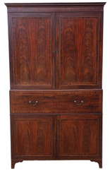 Antique Regency C1825 mahogany secretaire linen press wardrobe