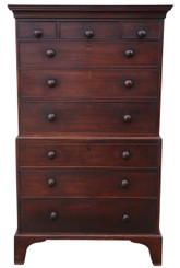 Antique quality Georgian C1800 mahogany tallboy chest on chest of drawers