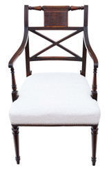 Antique fine quality Regency C1825 mahogany elbow desk carver chair
