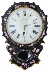 Antique rare Victorian mother of pearl inlaid single fusee wall clock