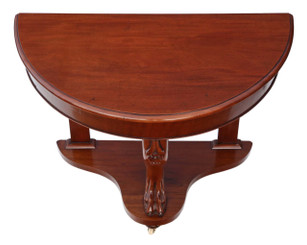 Antique Victorian C1890 mahogany demi-lune console table