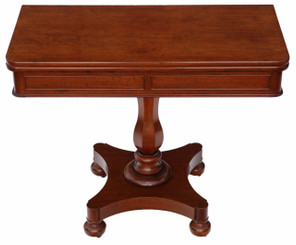 Antique Victorian quality mahogany folding card tea console table C1850