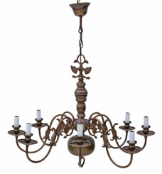Large vintage 8 lamp/arm brass / bronze Flemish chandelier FREE DELIVERY