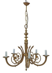 Antique vintage 5 lamp / arm brass ormolu chandelier FREE DELIVERY