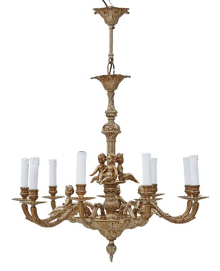 Large antique vintage ormolu brass 9 arm/lamp chandelier FREE DELIVERY
