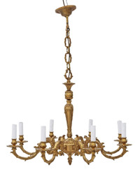 Large antique vintage ormolu brass 8 arm lamp chandelier FREE DELIVERY
