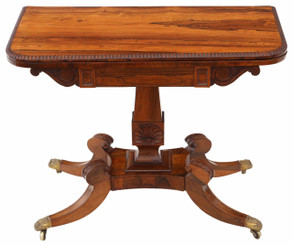 Antique fine quality Regency rosewood folding card tea console table C1825