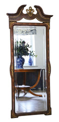 Antique large quality burr walnut full height wall mirror C1910