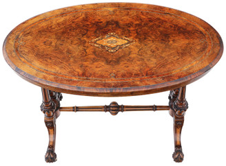Antique fine quality Victorian C1880 inlaid inlaid burr walnut centre table