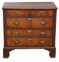 Antique Georgian and later crossbanded walnut oak chest of drawers 18th Century