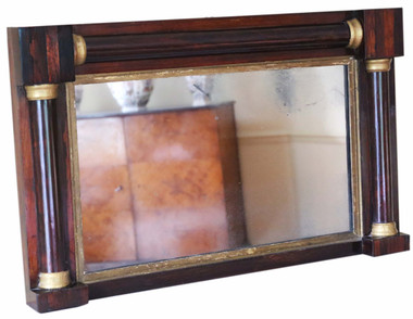 Antique quality Regency mahogany and gilt overmantle or wall mirror C1825