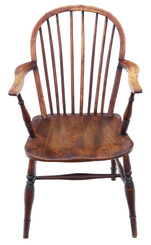 Antique Victorian 19th century ash elm yew Windsor chair dining armchair