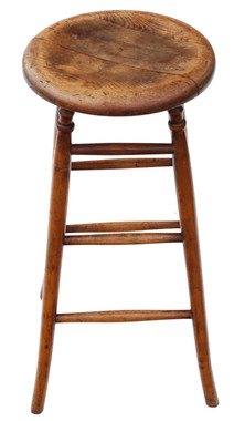 Antique quality Victorian 19th Century ash and elm stool