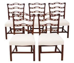 Antique quality set of 5 Georgian Revival C1900 mahogany dining chairs