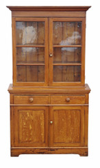 Antique Victorian 19C scumble glazed bookcase dresser cupboard pine oak