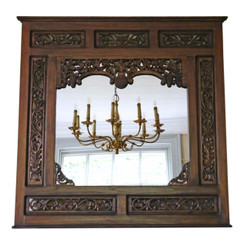 Antique large quality carved hardwood wall mirror mid 20th Century