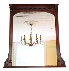 Antique large quality carved mahogany wall or overmantle mirror 19th Century