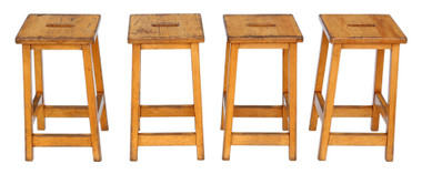 Antique set of 4 C1970 beech kitchen dining stools retro vintage