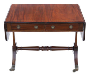 Antique quality late 19th Century inlaid mahogany folding sofa table