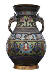 Antique large late 19th Century quality Chinese bronze cloisonne vase