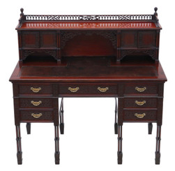 Antique fine quality Victorian mahogany twin pedestal desk Edwards & Roberts