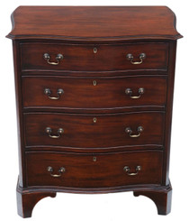Antique fine quality small serpentine mahogany chest of drawers 19th Century
