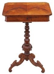 Antique Victorian C1860 burr walnut work side sewing table box