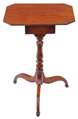 Antique fine quality Georgian C1800 mahogany tilt top wine table side with drawer