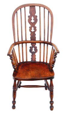 Antique quality Victorian C1860 ash and elm Windsor chair dining armchair