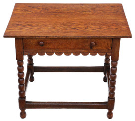 Antique quality Georgian C1800 and later oak writing side occasional table with drawer