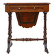 Antique fine quality Victorian C1880 inlaid burr walnut amboyna work side sewing table box Aesthetic