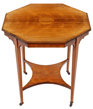 Antique fine quality inlaid 19th Century rosewood octagonal centre or window table occasional side