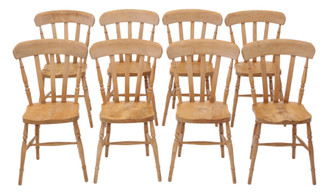 Set of 8 elm and beech kitchen dining chairs