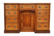 Antique quality Victorian inlaid satin walnut twin pedestal desk writing table C1900